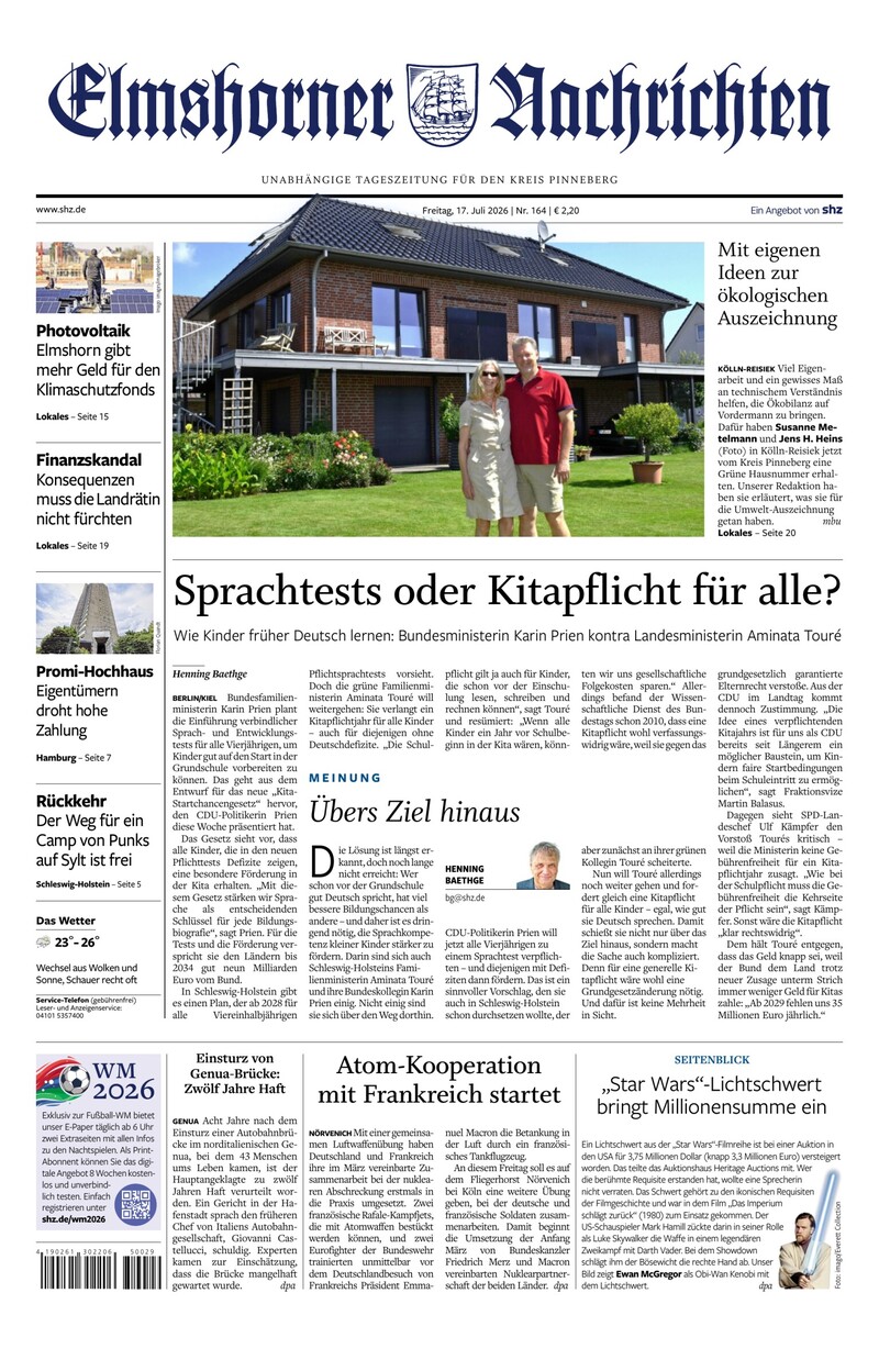 Elmshorner Nachrichten - 17.07.2026