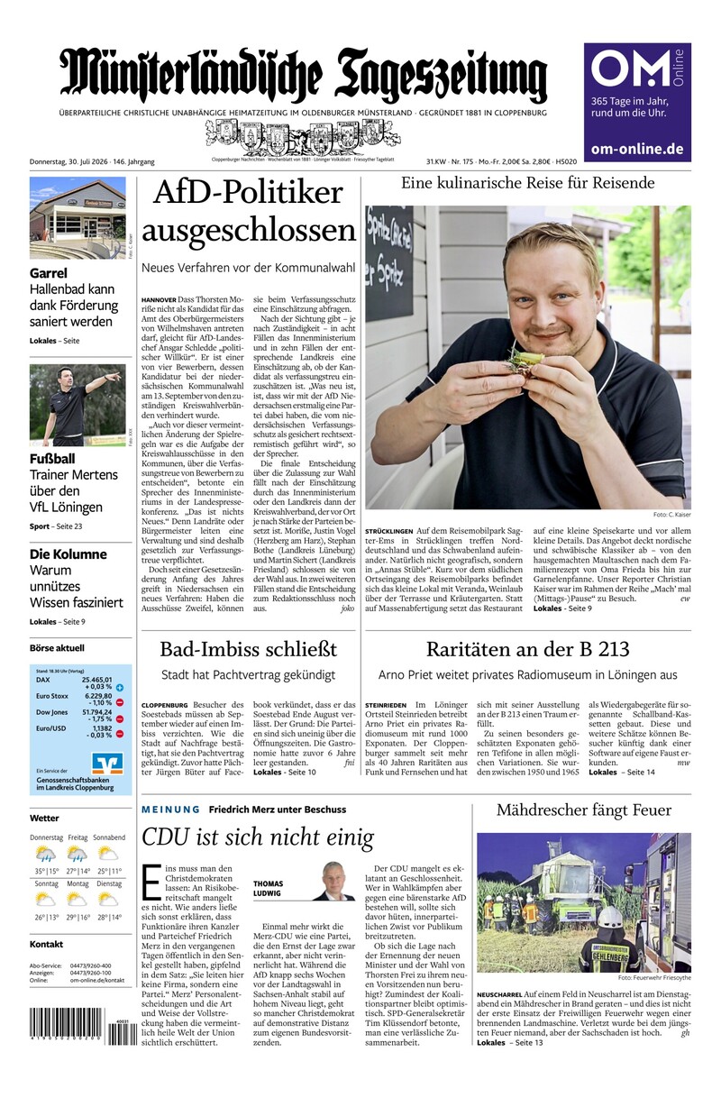 Münsterländische Tageszeitung - 30.07.2026