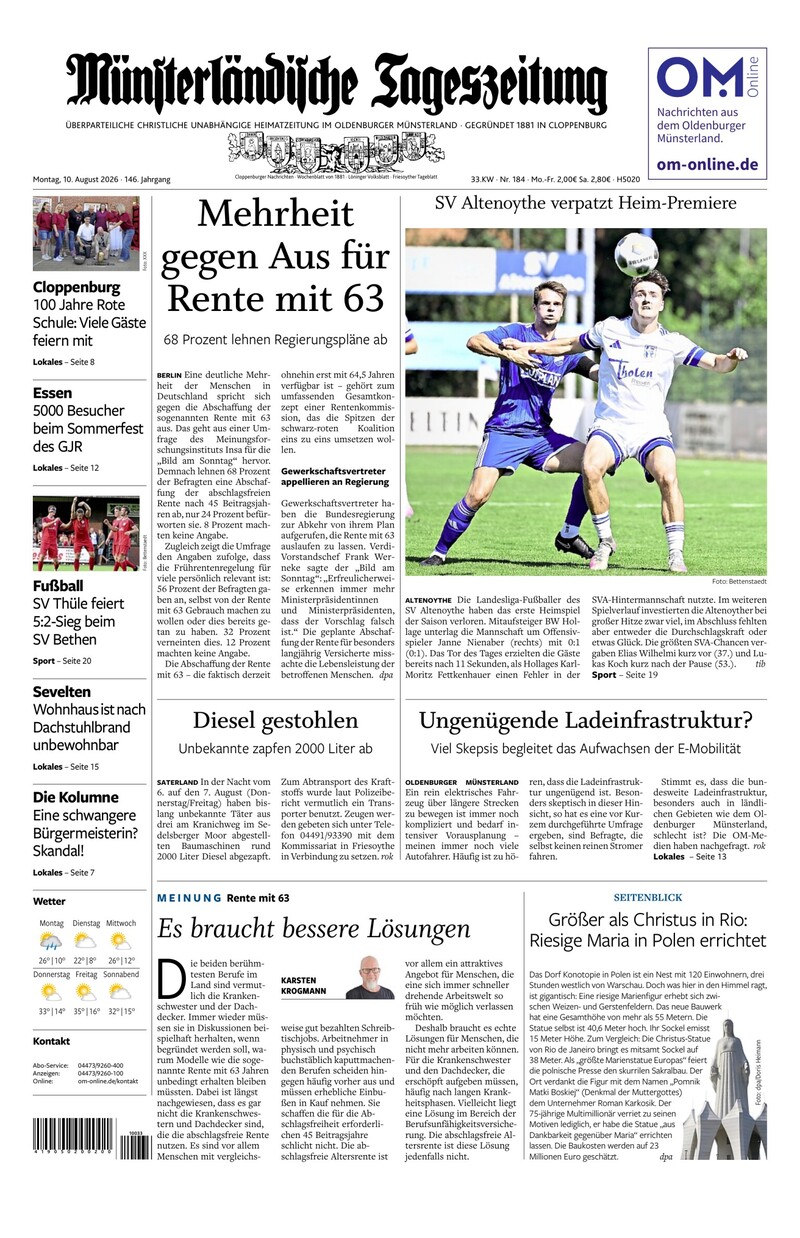 Münsterländische Tageszeitung - 10.08.2026