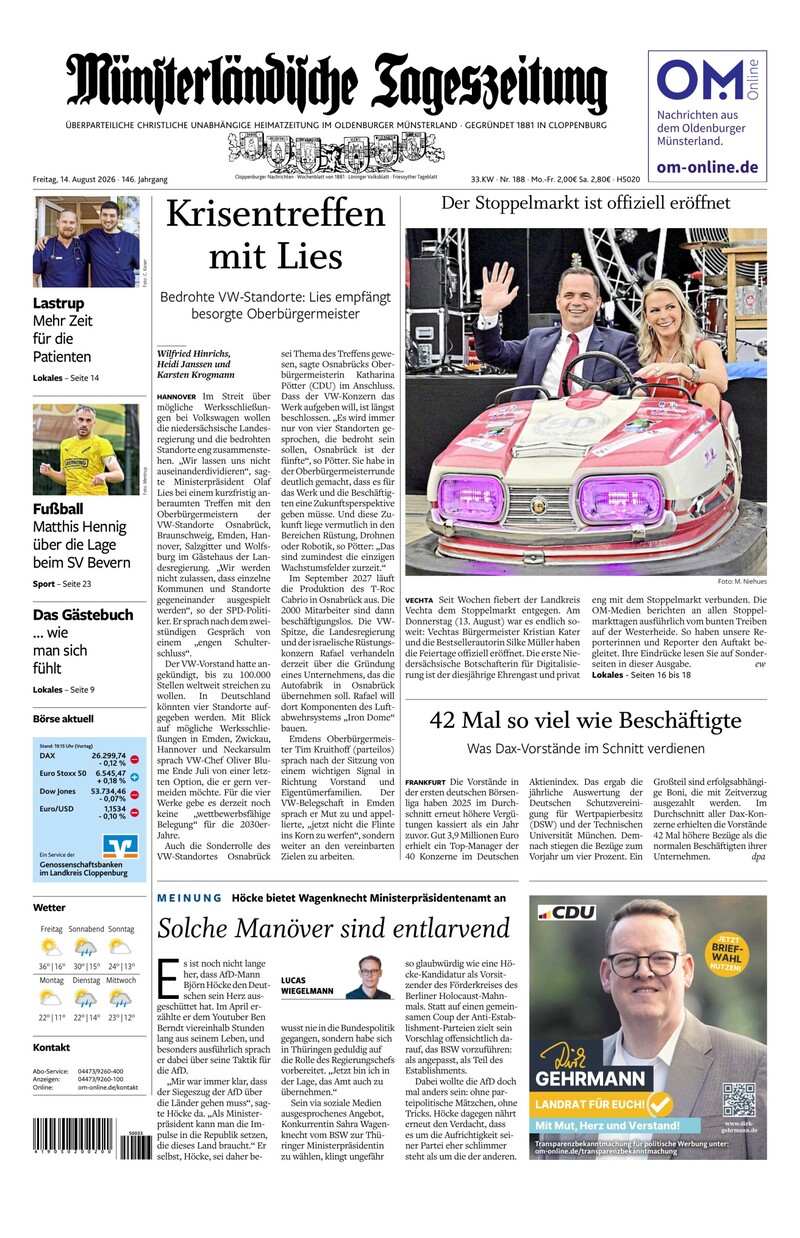 Münsterländische Tageszeitung - 14.08.2026