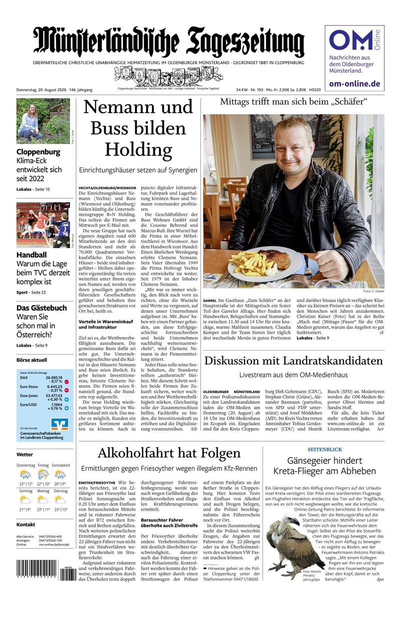 Münsterländische Tageszeitung - 20.08.2026