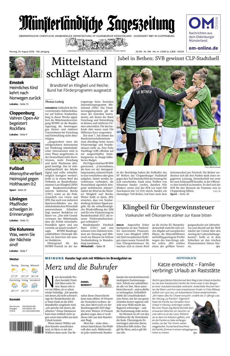 Münsterländische Tageszeitung - 24.08.2026