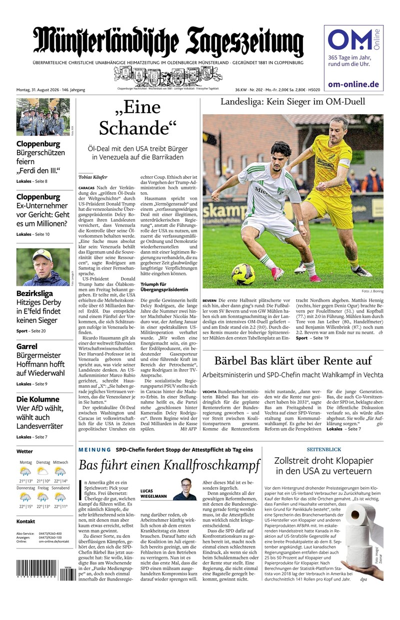 Münsterländische Tageszeitung - 31.08.2026