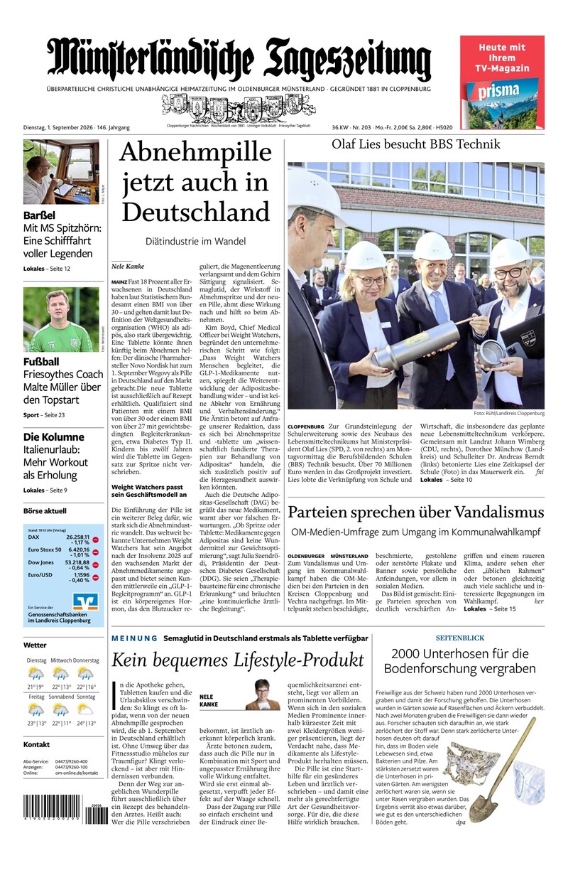 Münsterländische Tageszeitung - 01.09.2026