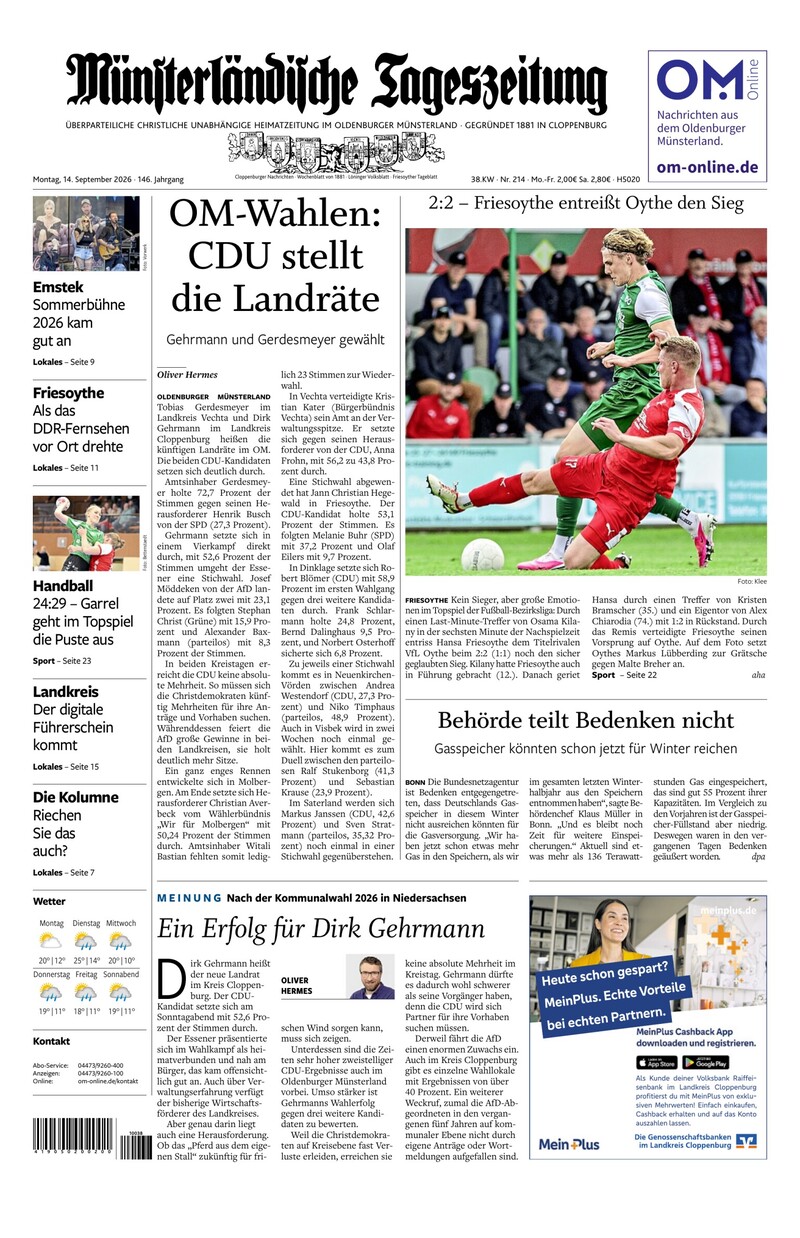 Münsterländische Tageszeitung - 14.09.2026