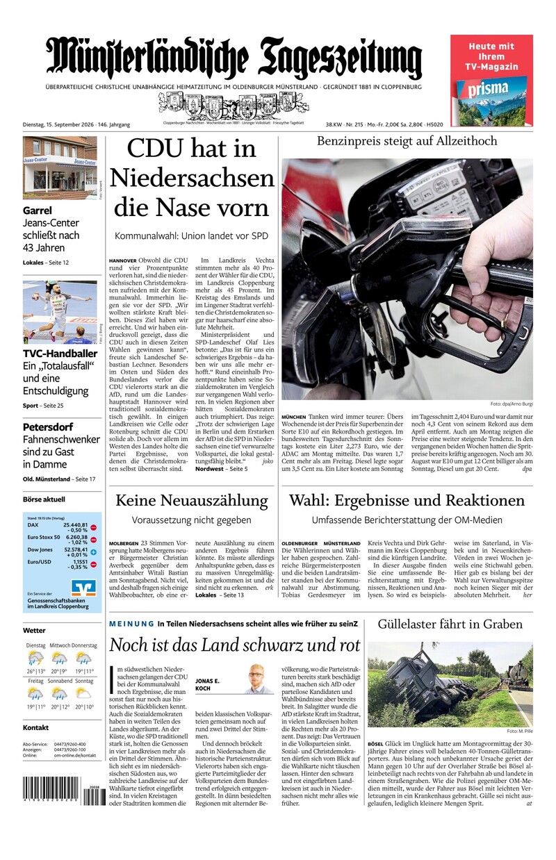 Münsterländische Tageszeitung - 15.09.2026