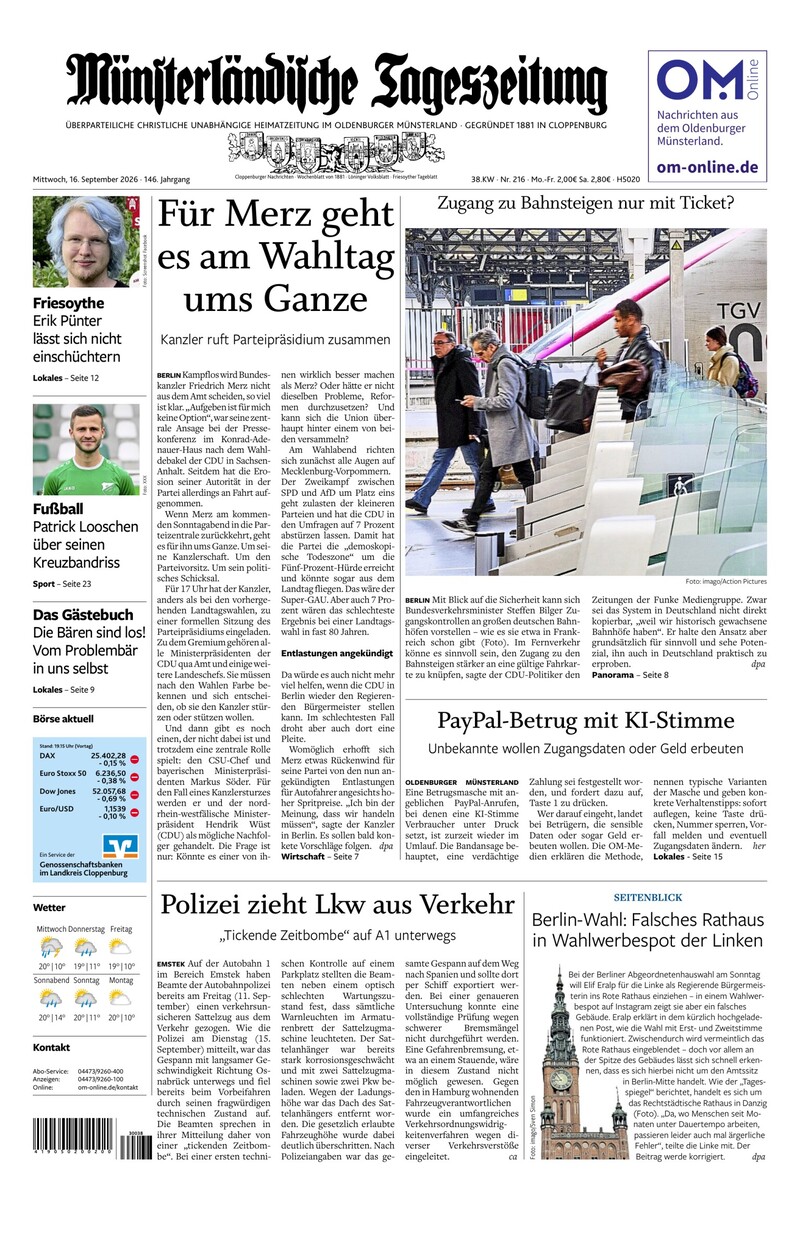 Münsterländische Tageszeitung - 16.09.2026