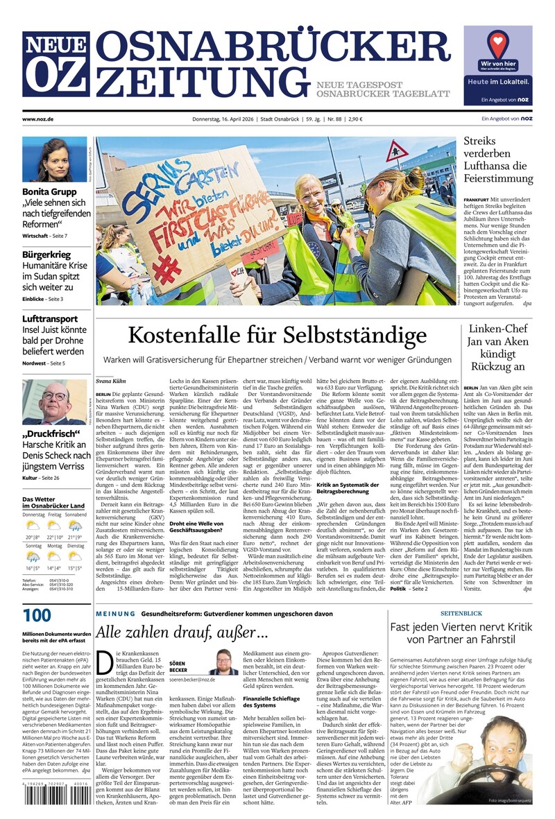 Neue Osnabrücker Zeitung - Stadt Osnabrück - 16.04.2026