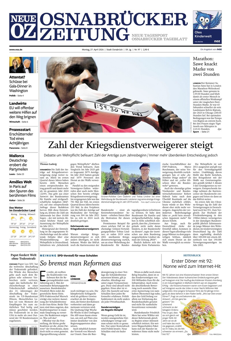Neue Osnabrücker Zeitung - Stadt Osnabrück - 27.04.2026