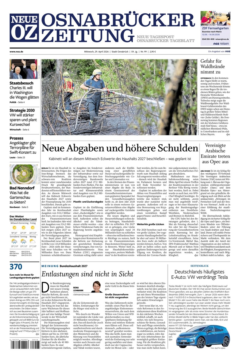 Neue Osnabrücker Zeitung - Stadt Osnabrück - 29.04.2026