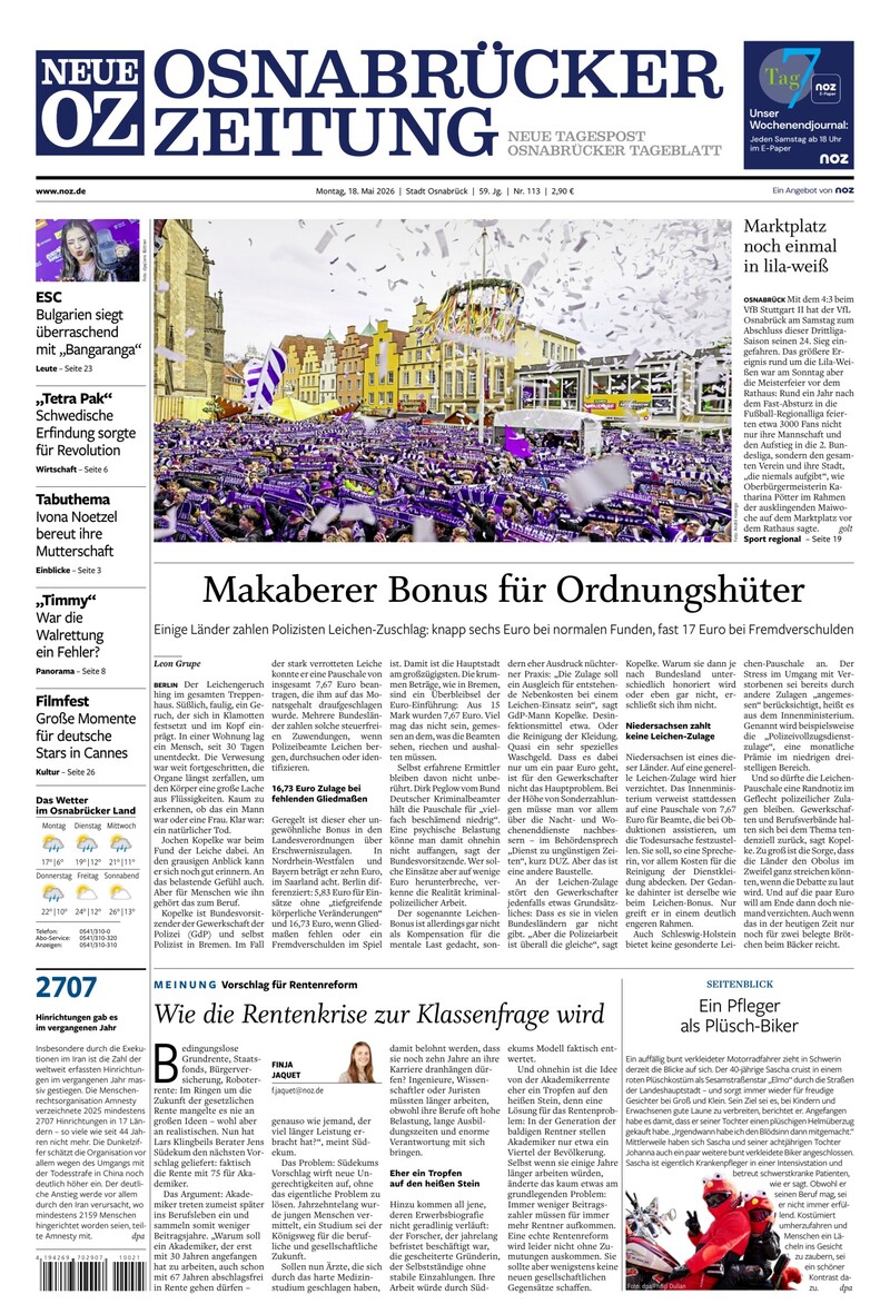 Neue Osnabrücker Zeitung - Stadt Osnabrück - 18.05.2026