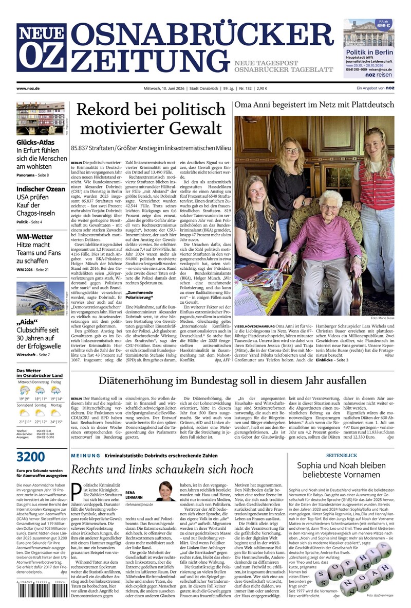 Neue Osnabrücker Zeitung - Stadt Osnabrück - 10.06.2026