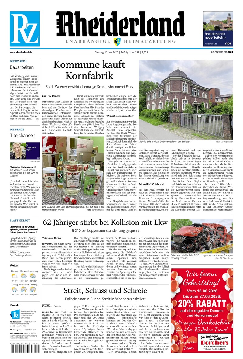 Rheiderland Zeitung - 16.06.2026
