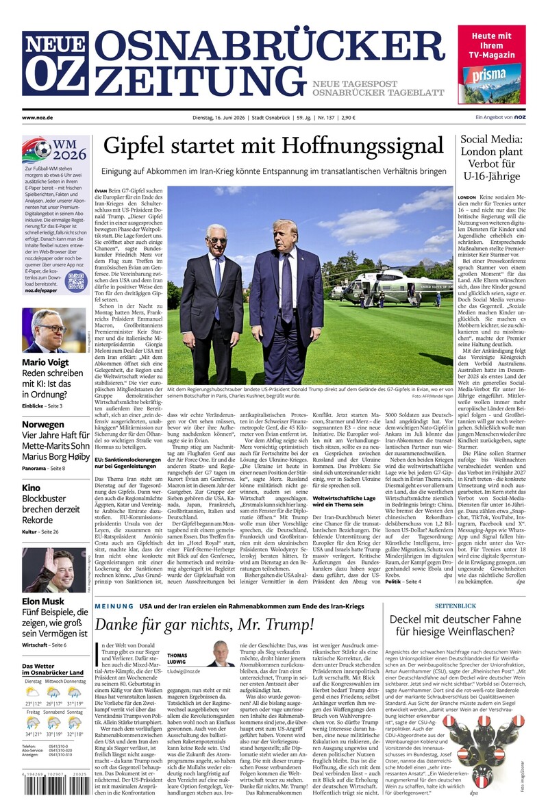 Neue Osnabrücker Zeitung - Stadt Osnabrück - 16.06.2026