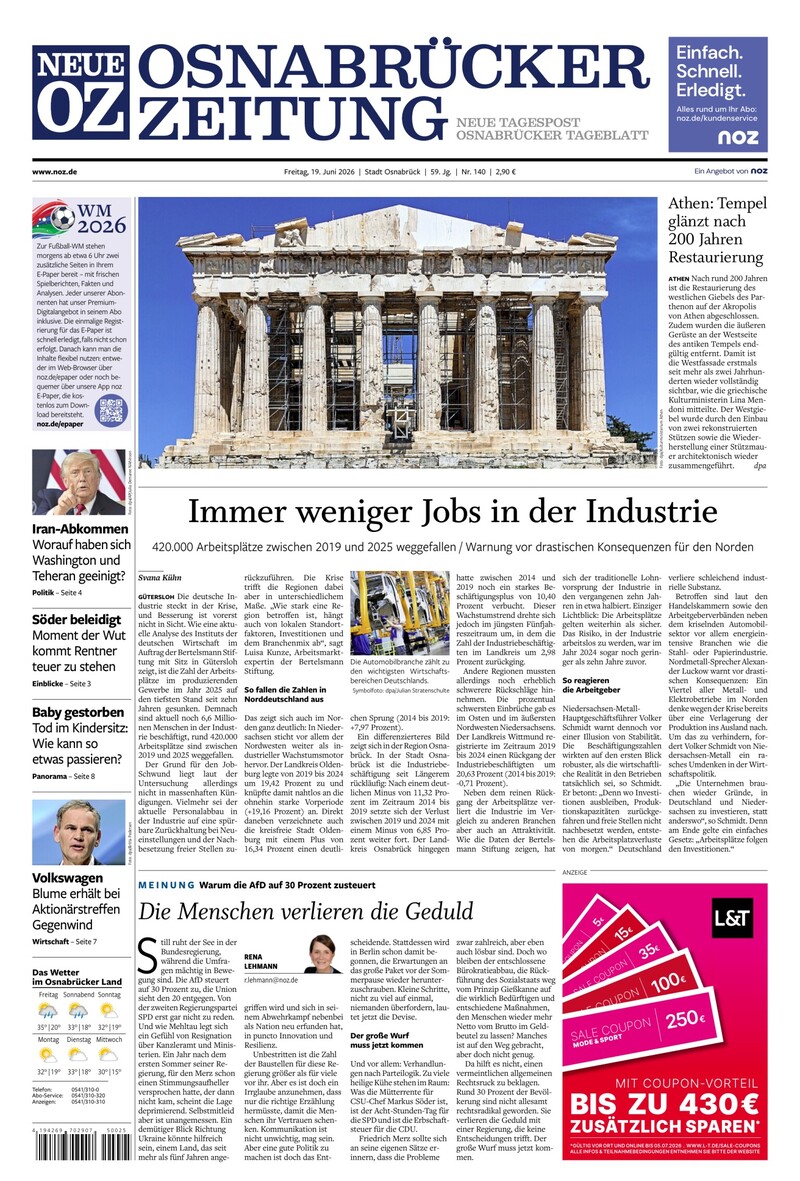Neue Osnabrücker Zeitung - Stadt Osnabrück - 19.06.2026