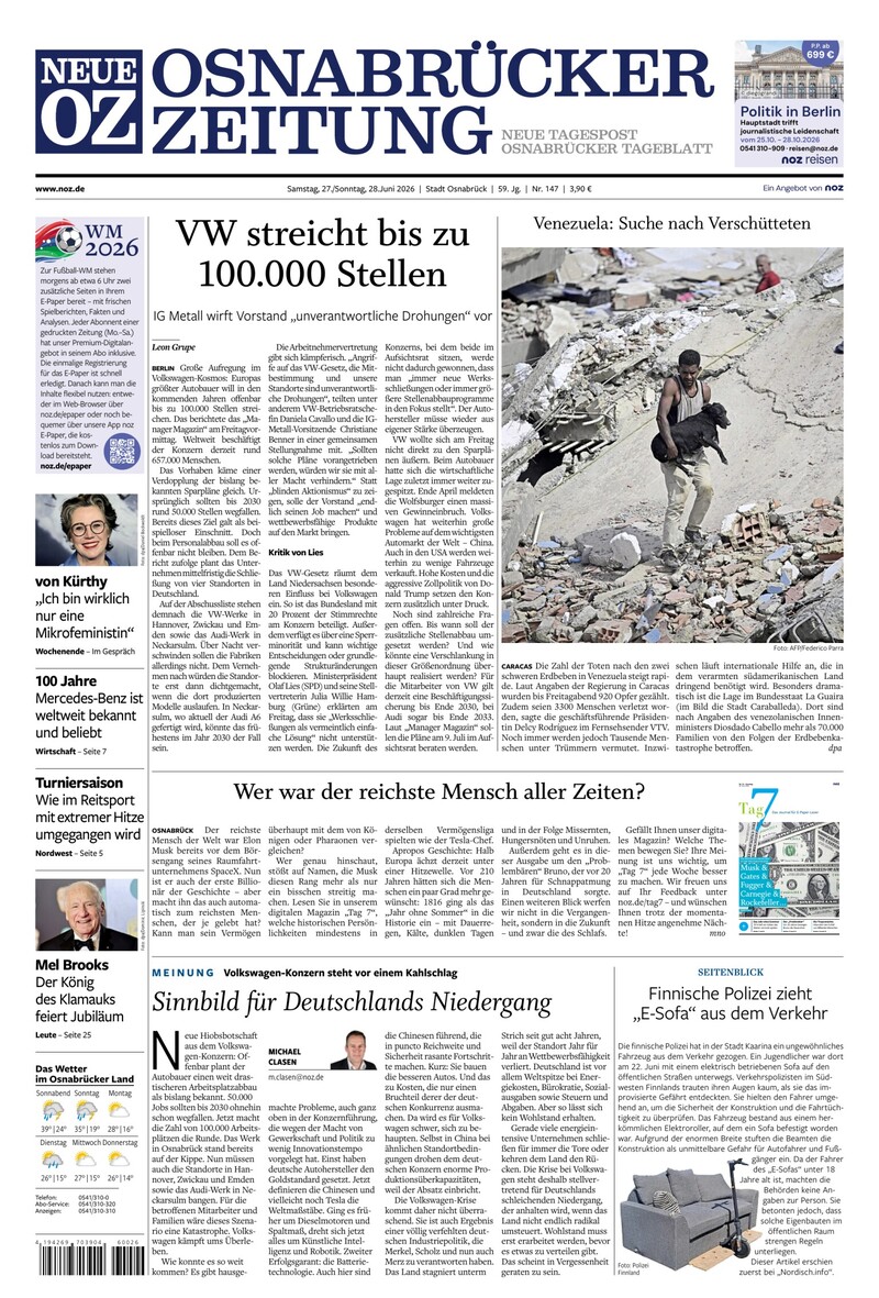 Neue Osnabrücker Zeitung - Stadt Osnabrück - 27.06.2026