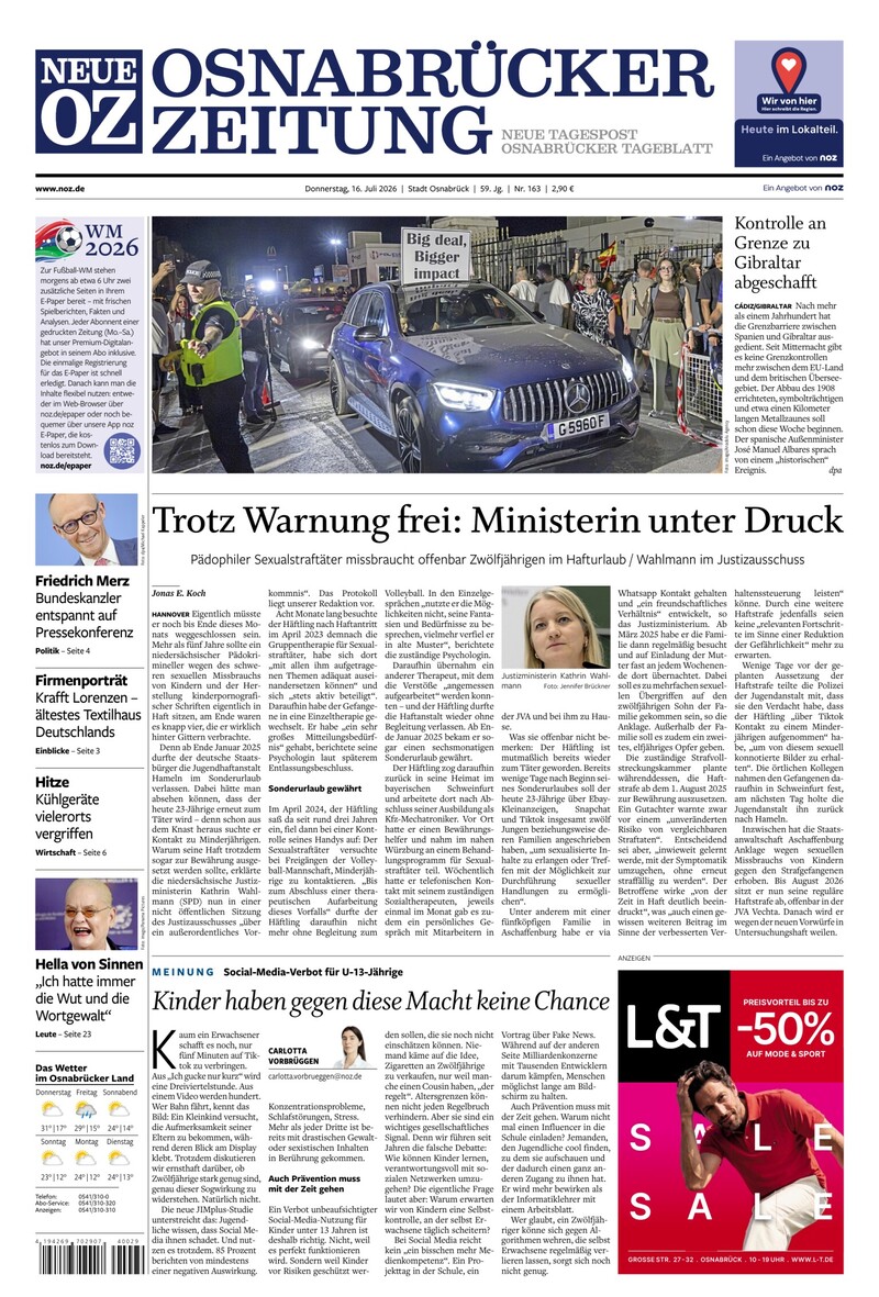 Neue Osnabrücker Zeitung - Stadt Osnabrück - 16.07.2026