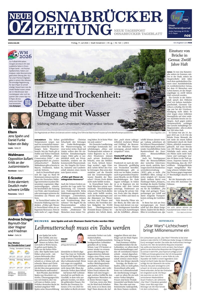 Neue Osnabrücker Zeitung - Stadt Osnabrück - 17.07.2026