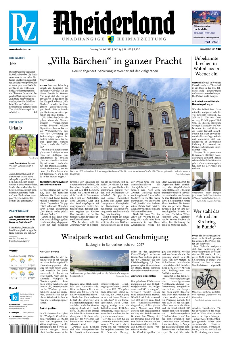 Rheiderland Zeitung - 18.07.2026