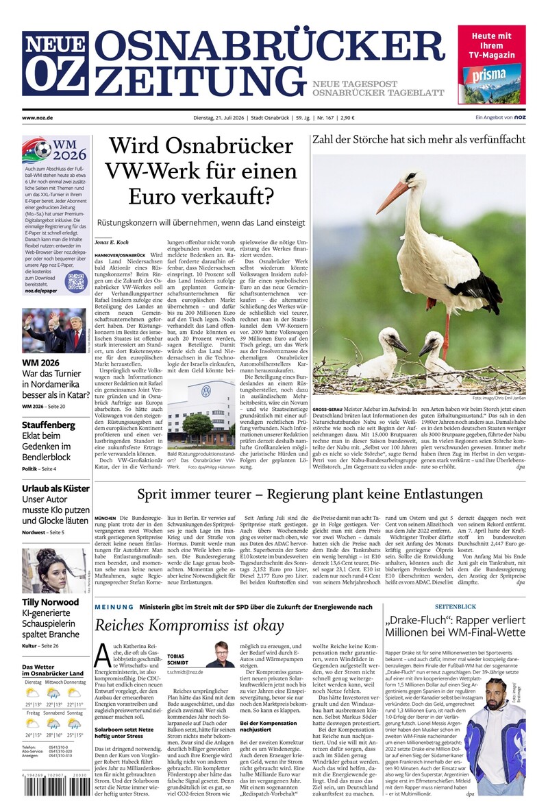 Neue Osnabrücker Zeitung - Stadt Osnabrück - 21.07.2026
