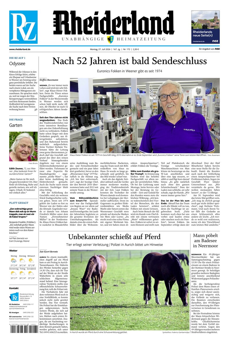 Rheiderland Zeitung - 27.07.2026
