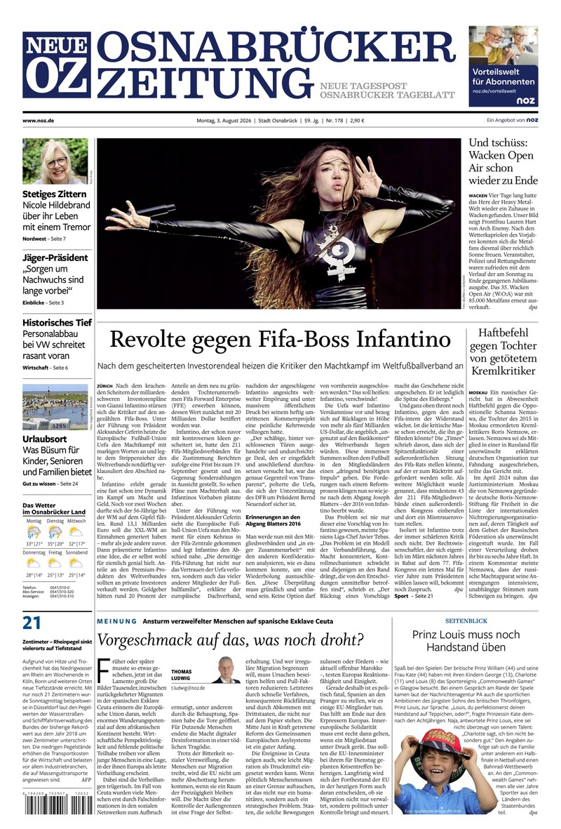 Neue Osnabrücker Zeitung - Stadt Osnabrück - 03.08.2026