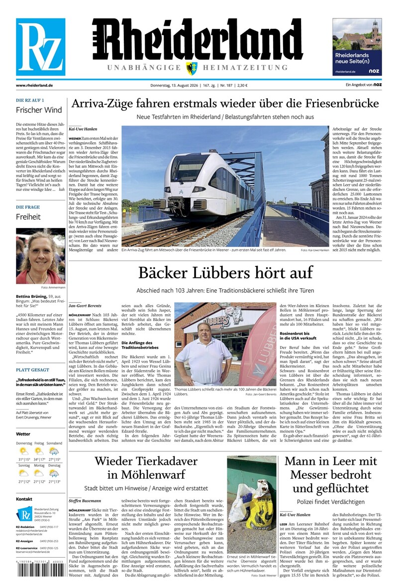 Rheiderland Zeitung - 13.08.2026