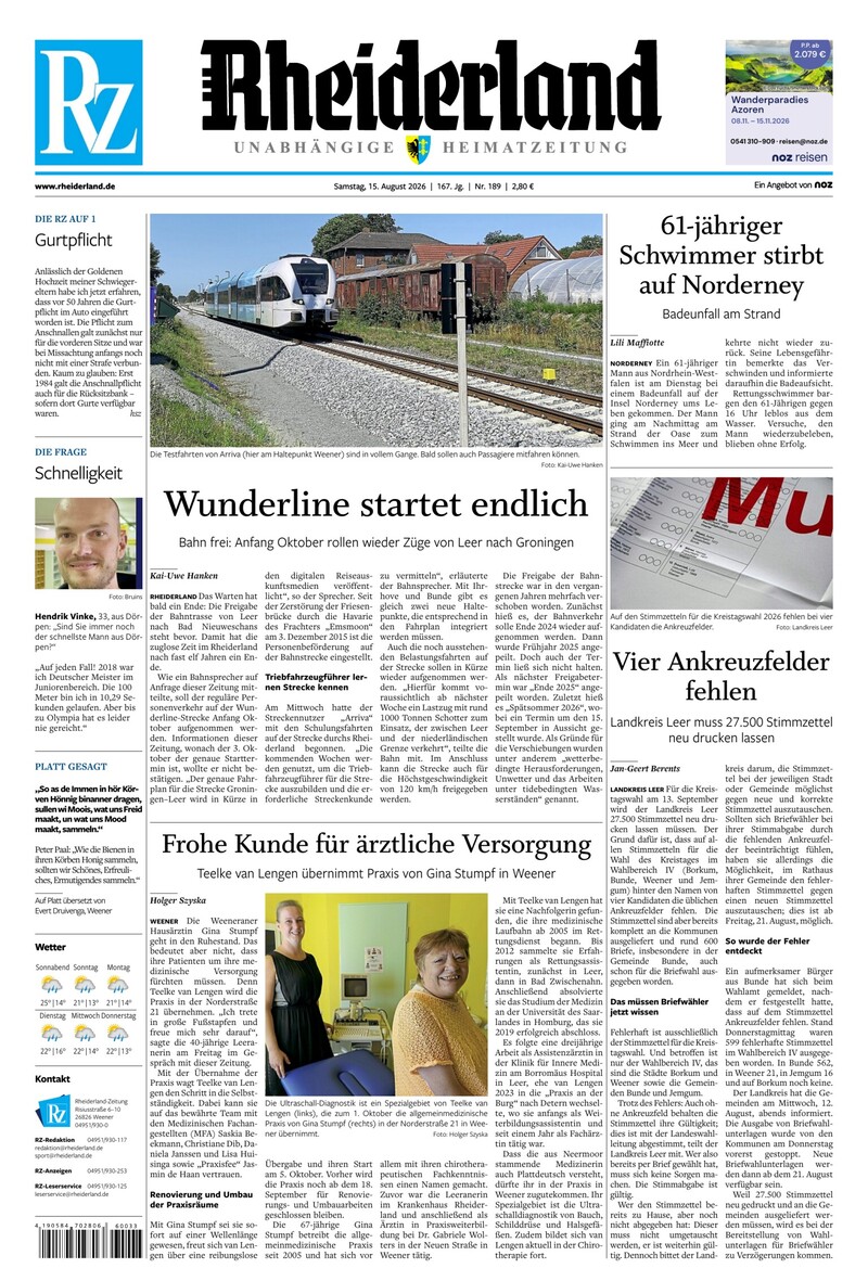 Rheiderland Zeitung - 15.08.2026