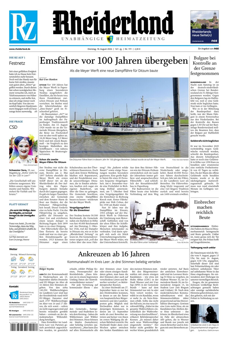 Rheiderland Zeitung - 18.08.2026
