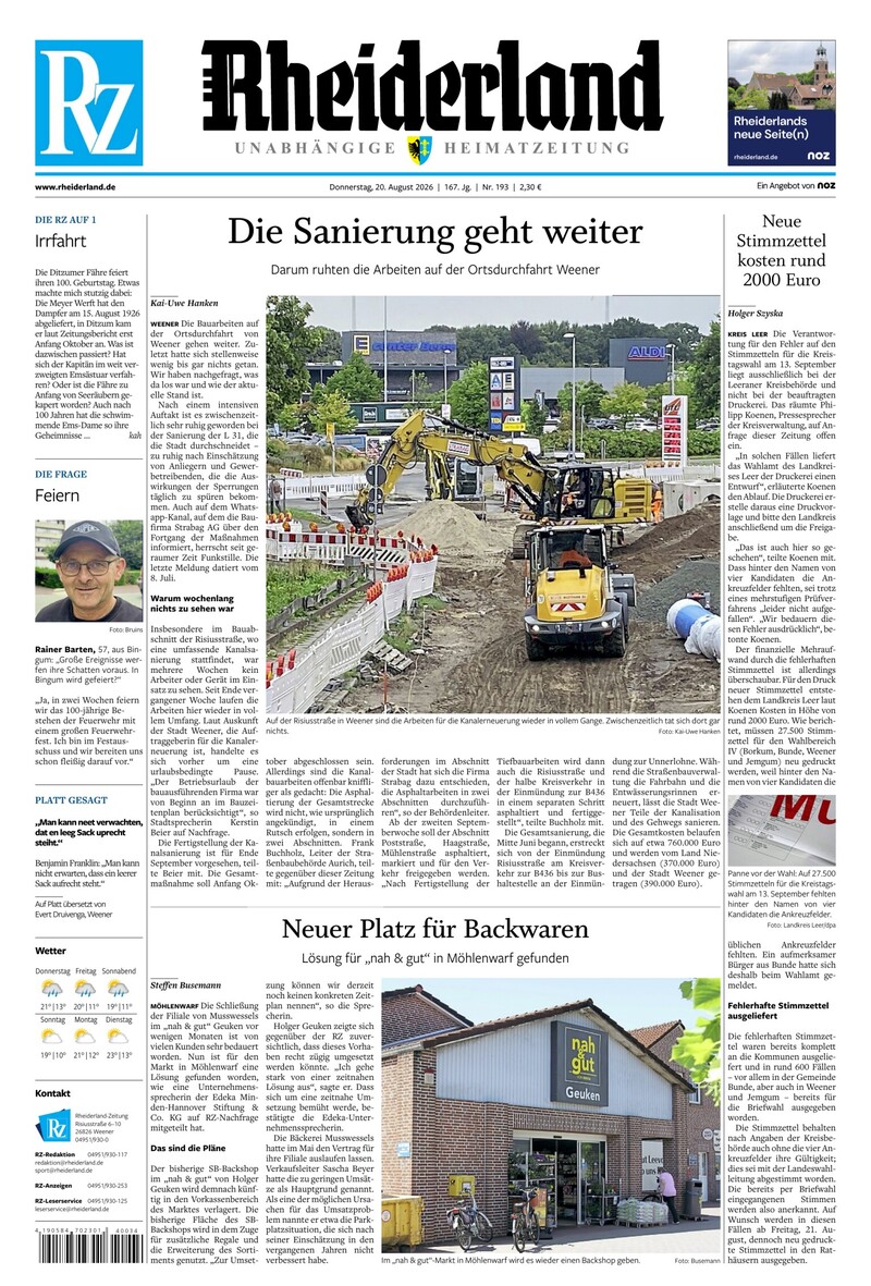 Rheiderland Zeitung - 20.08.2026