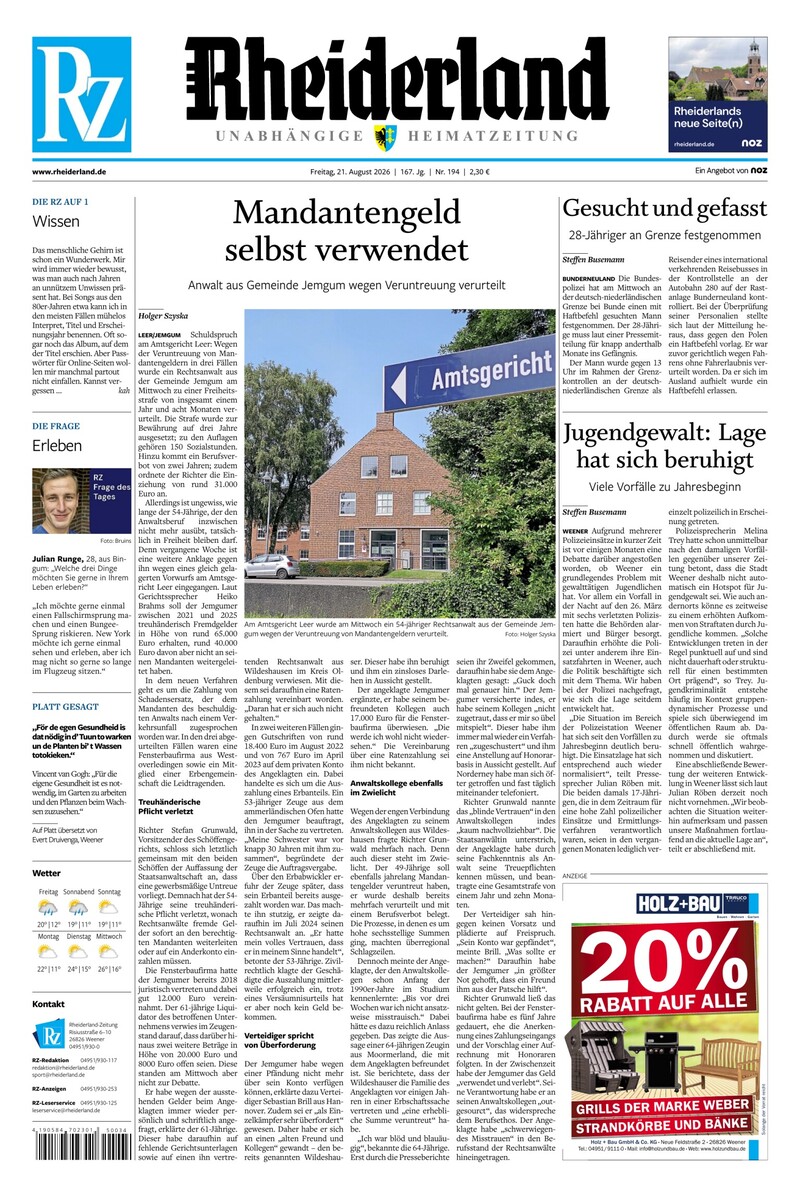 Rheiderland Zeitung - 21.08.2026