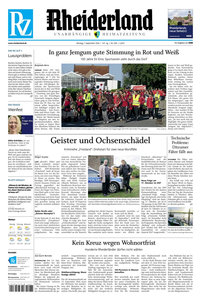 Rheiderland Zeitung - 07.09.2026