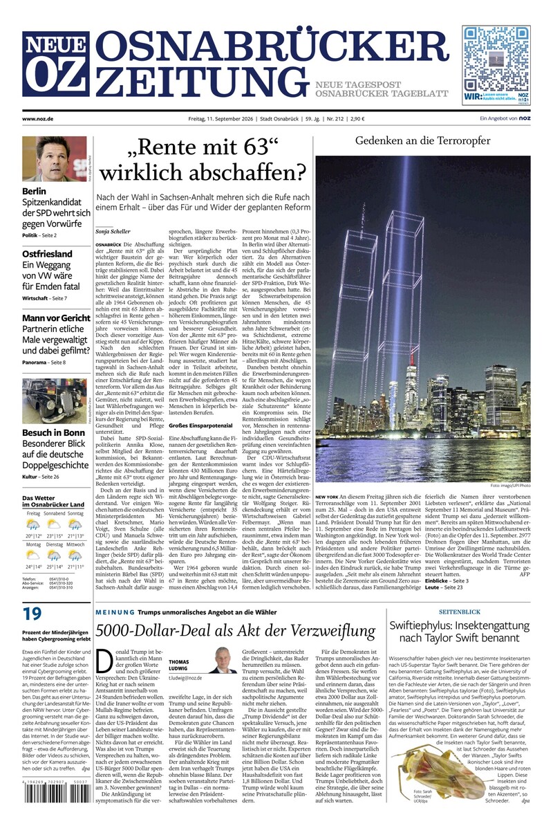 Neue Osnabrücker Zeitung - Stadt Osnabrück - 11.09.2026