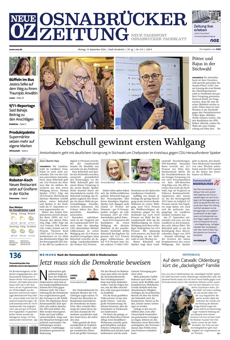 Neue Osnabrücker Zeitung - Stadt Osnabrück - 14.09.2026
