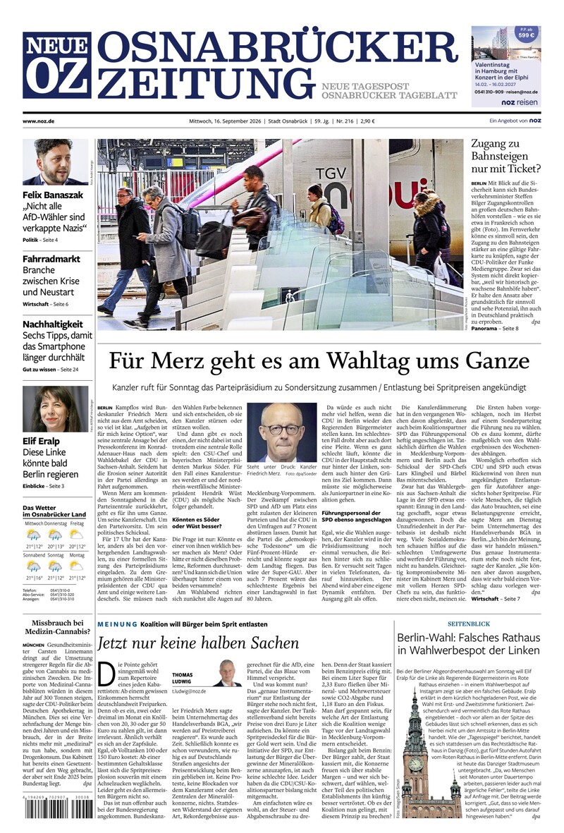 Neue Osnabrücker Zeitung - Stadt Osnabrück - 16.09.2026