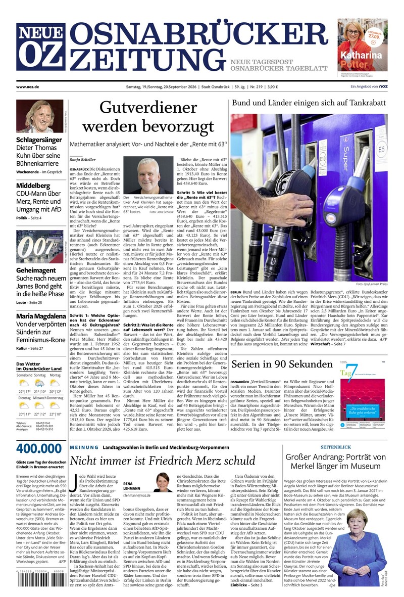 Neue Osnabrücker Zeitung - Stadt Osnabrück - 19.09.2026