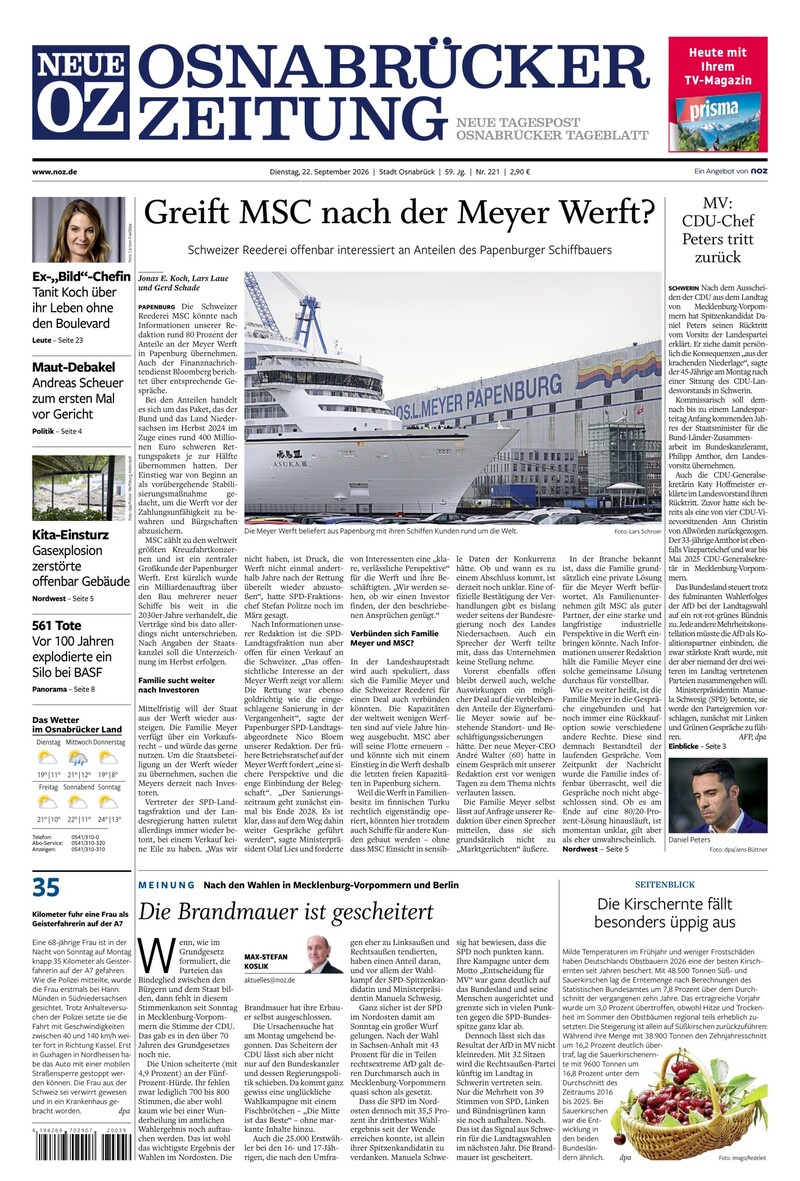 Neue Osnabrücker Zeitung - Stadt Osnabrück - 22.09.2026