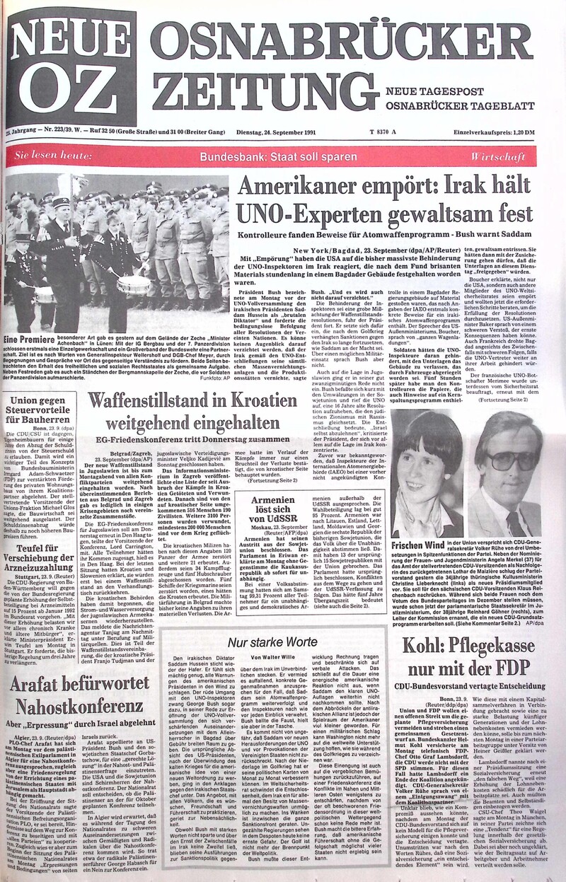24. + 25.09.1991 Historische Zeitung Cover