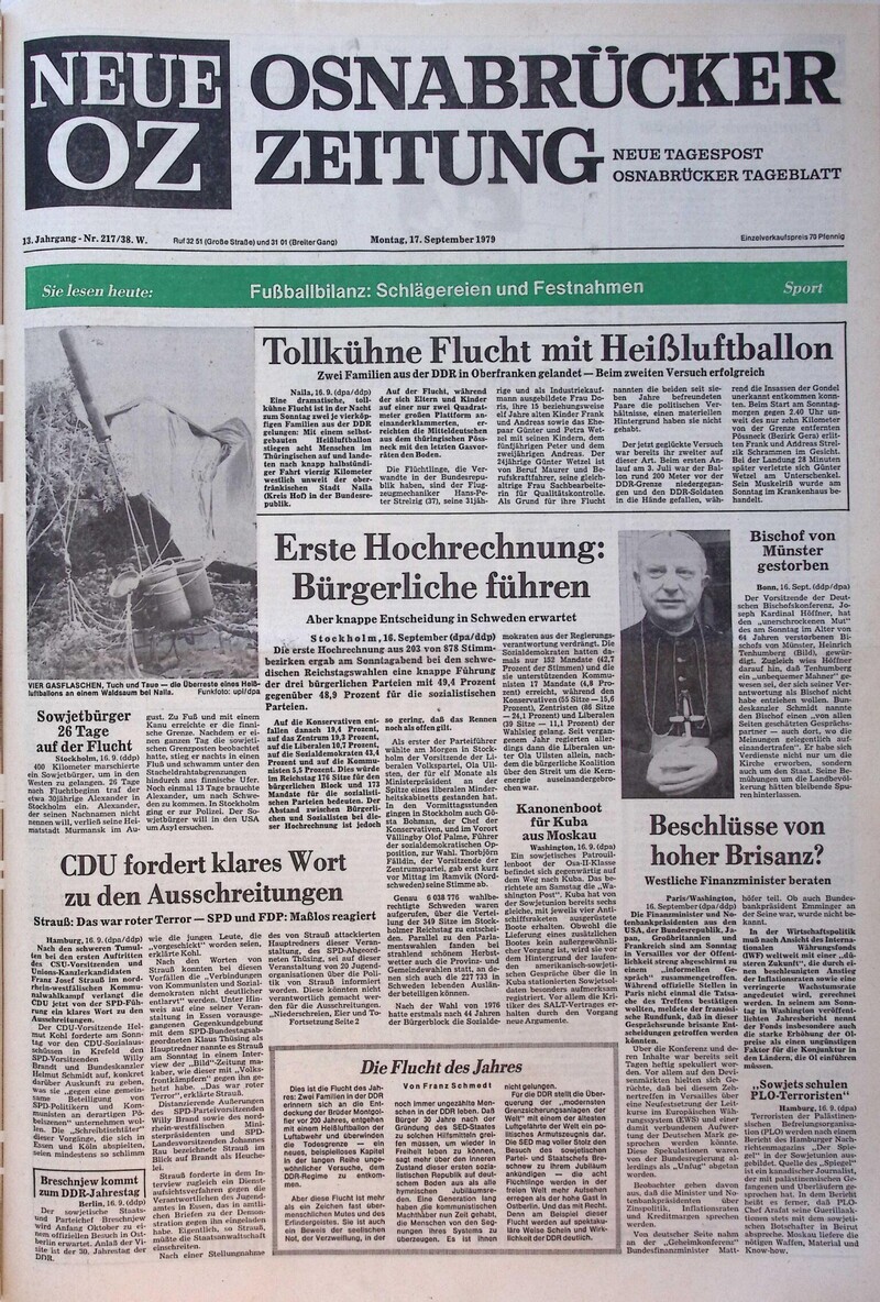 17.09.1979 Historische Zeitung Cover