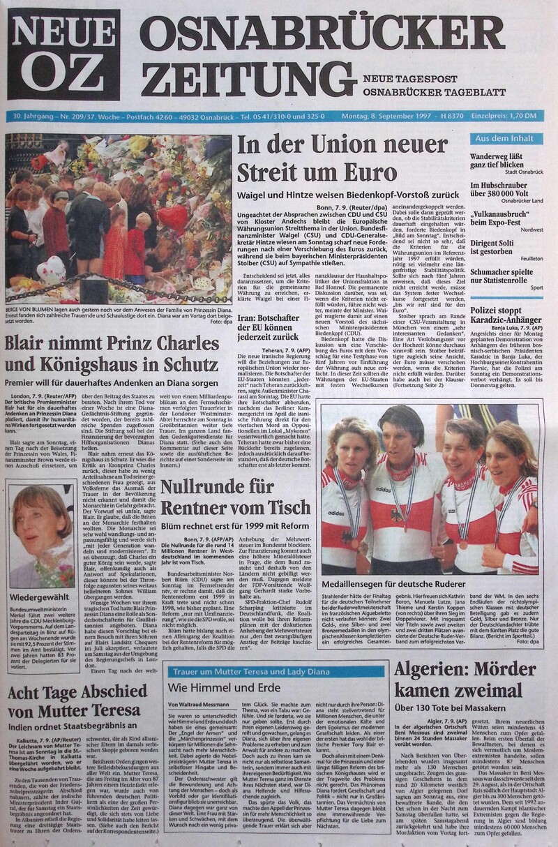 07.09.1997 Historische Zeitung Cover