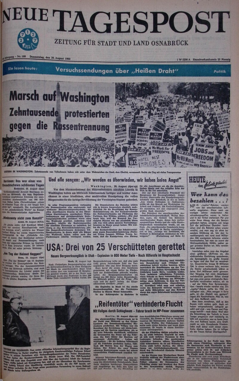 29.08.1963 Historische Zeitung Cover