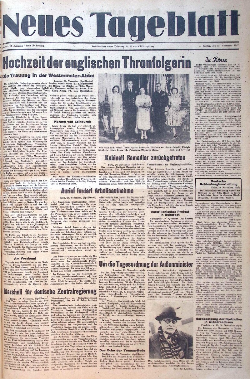 21.11.1947 Historische Zeitung Cover