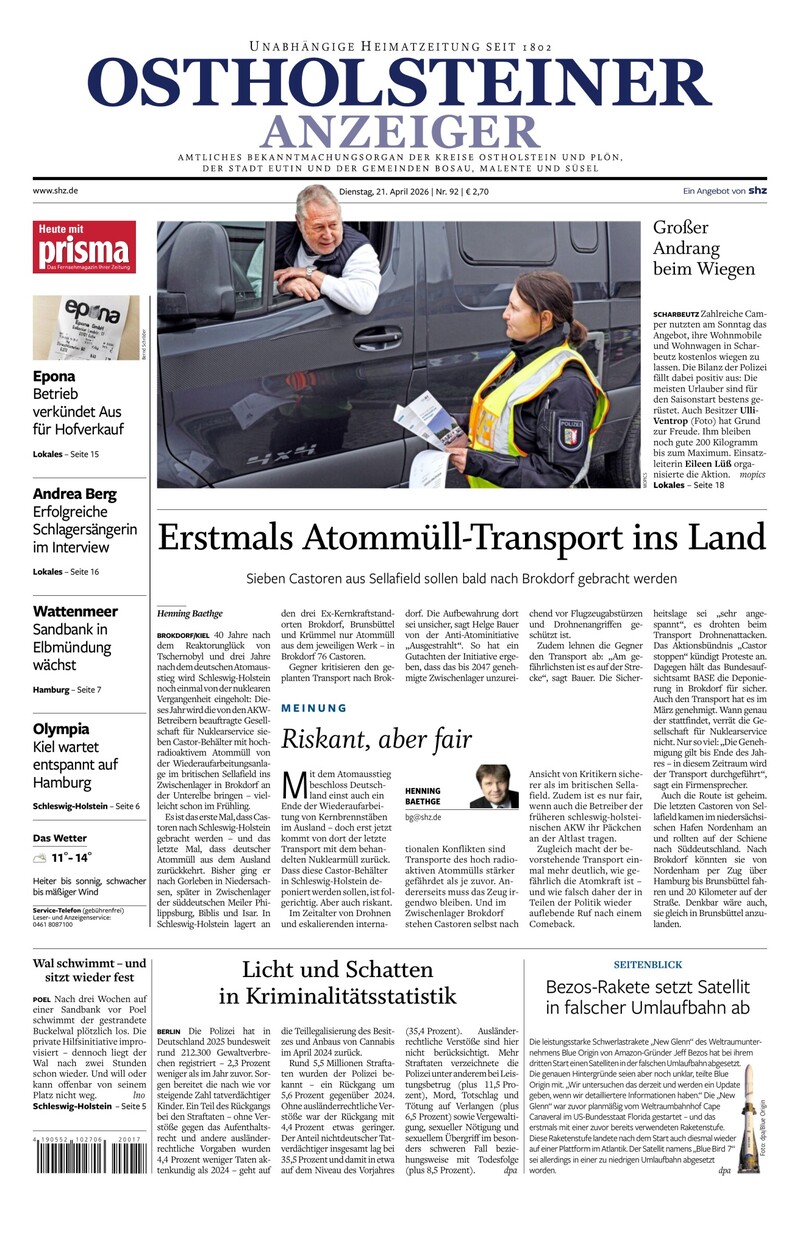Ostholsteiner Anzeiger - 21.04.2026