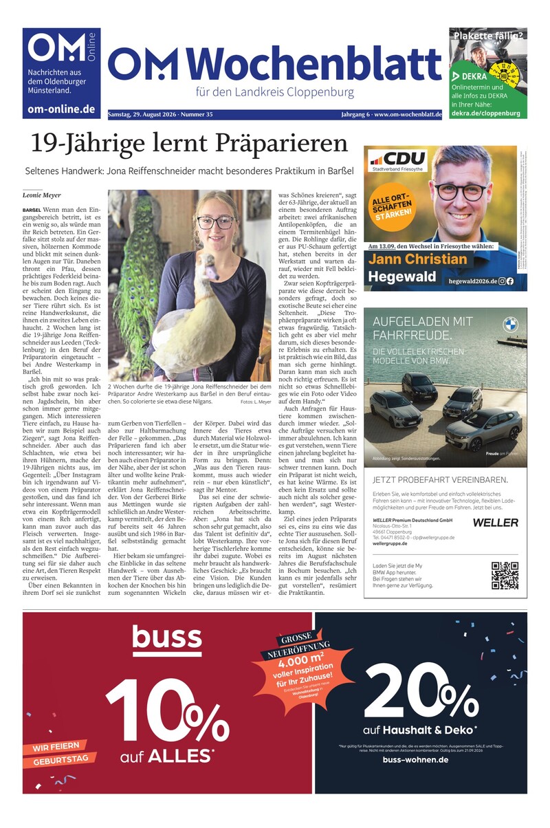 Wochenblatt 29.8.2026 Cover