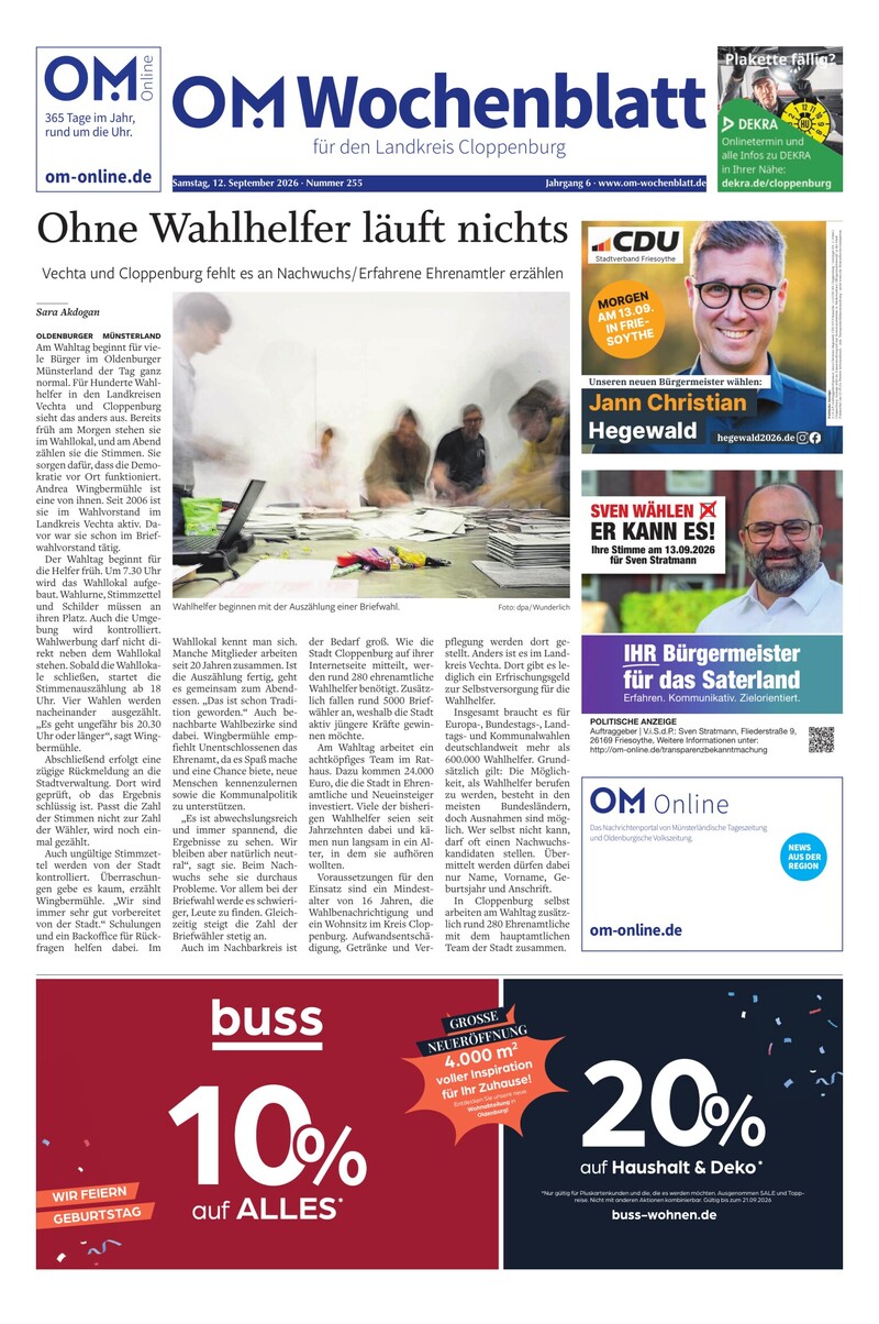 Wochenblatt 12.9.2026 Cover